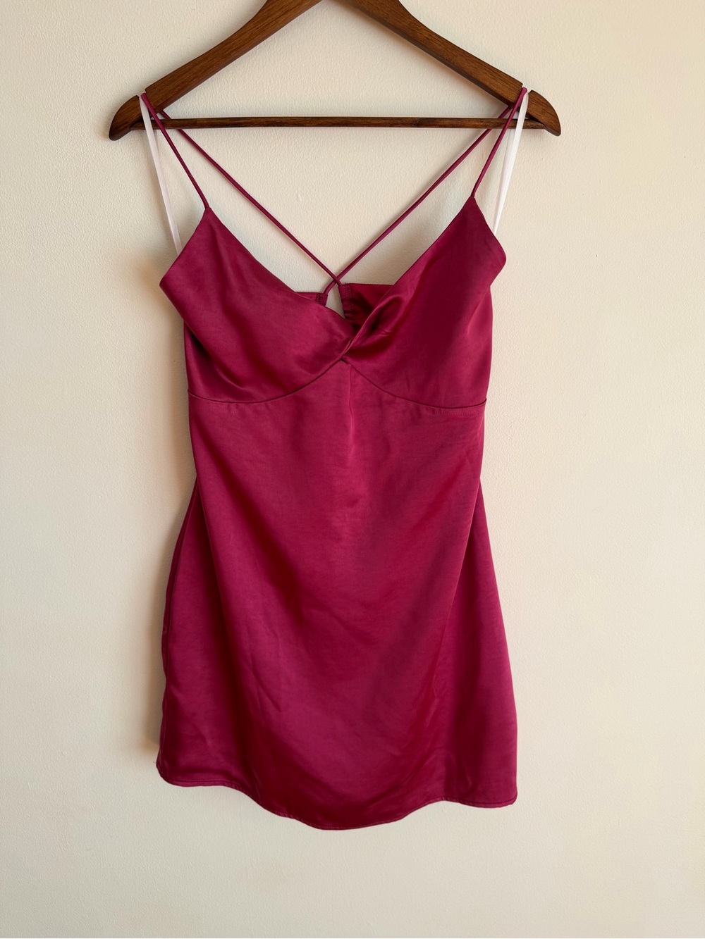 NWT superdown Revolve Julieta Satin Mini Dress Berry Magenta Strappy Large L